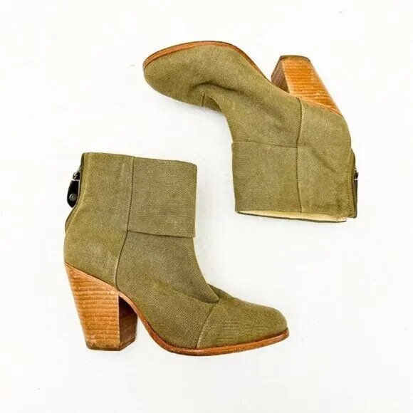 Rag & Bone Newbury Canvas Ankle Boots Olive Sz 39.5 - Picture 3 of 8